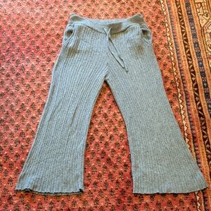 NAADAM Cotton And Merino Wool Ribbed Knit Gray Cropped Lounge Pants